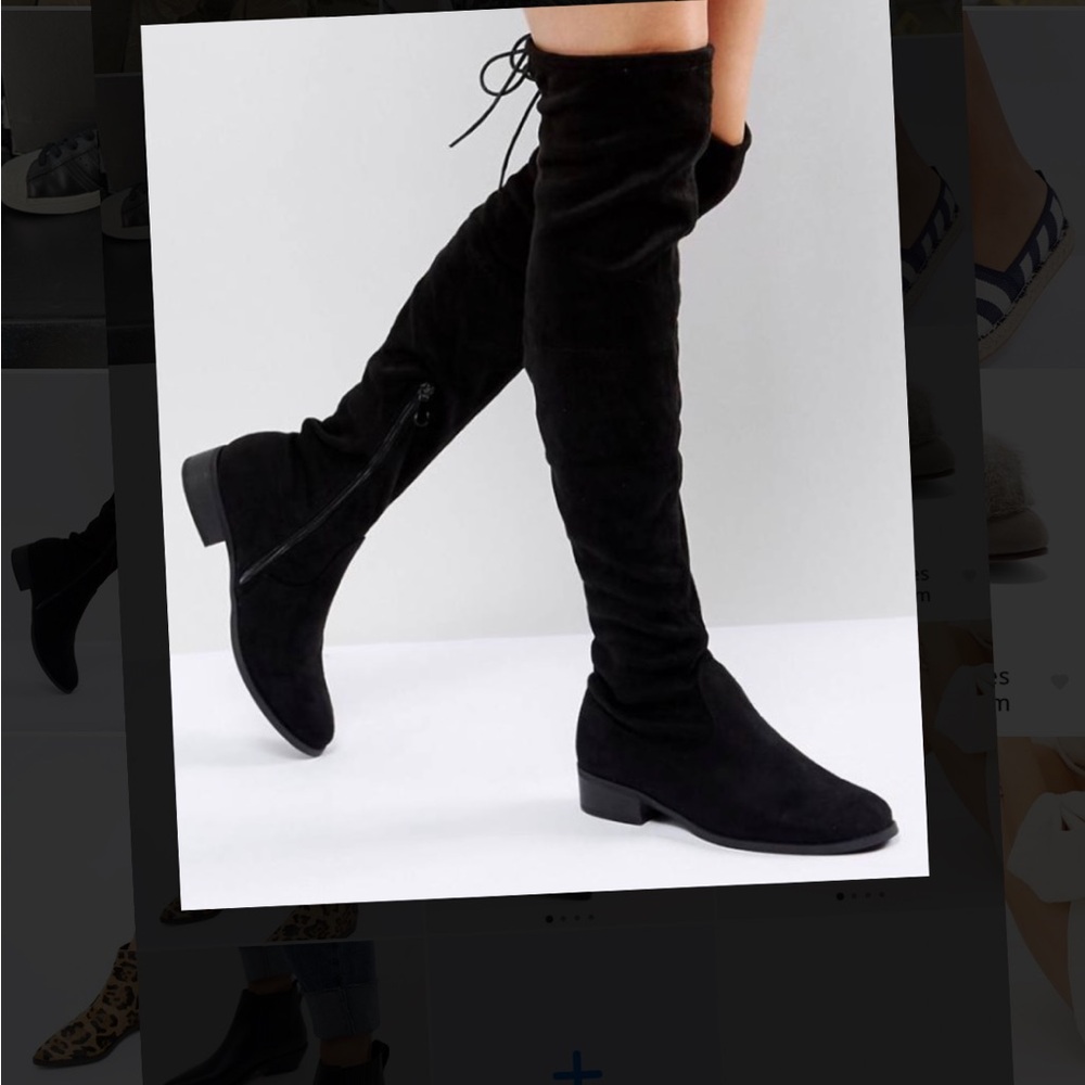 Black Suede Over-the-Knee Women's Boots